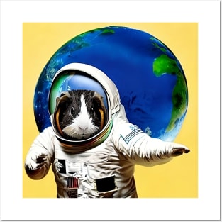 Guinea Pig Astronaut Surfing Earth Posters and Art